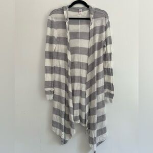 BONGO Women's Gray and White Striped Cardigan
